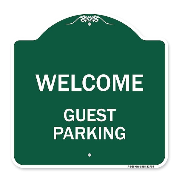 Signmission Designer Series Sign-Welcome Guest Parking, Green & White Aluminum Sign, 18" x 18", GW-1818-22705 A-DES-GW-1818-22705 - main